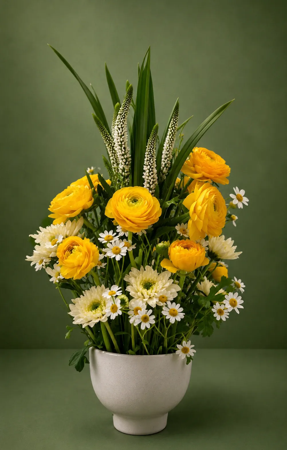 Colorful flowers arranged in a vase