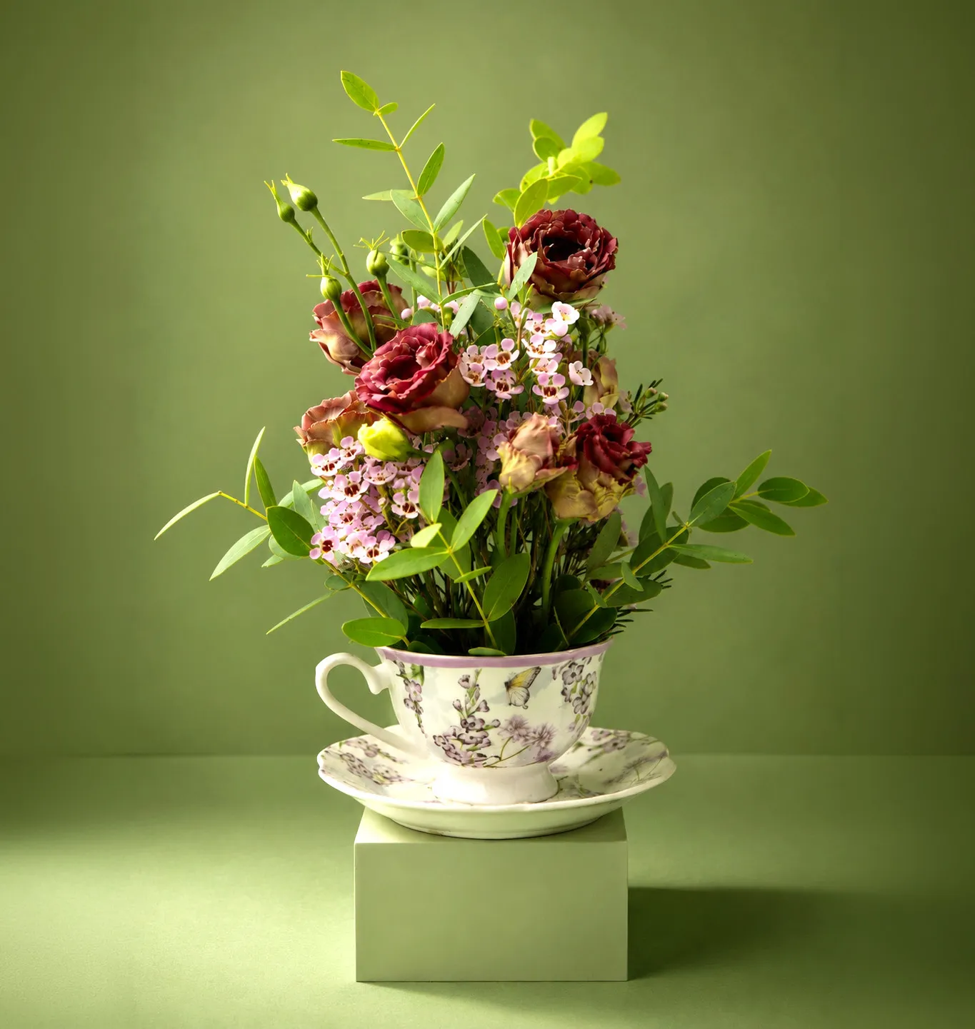 Detail of seasonal flowers in a custom bouquet
